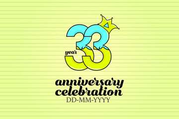 33 year anniversary cartoon, sweet style, candy look, for background - vector