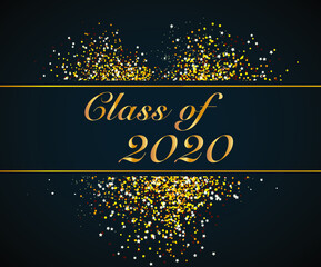 Class of 2021 Graduate Gold Lettering Graduation. Template for graduation design, party, high school or college graduate, yearbook 2021. Vector illustration. Backdrop.
