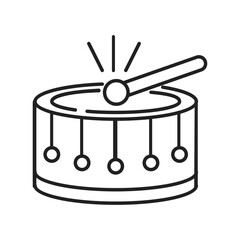 Drum icon vector in line, outline style. East culture, Muslim, Arabic, Moroccan drum sign. Play on musical instrument