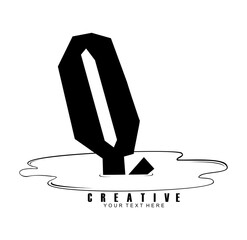 Initial letter Q monogram vector. logo with water decoration