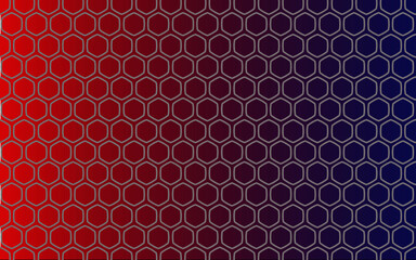 vector red blue gradient metal grid in hexagonal design background illustration
