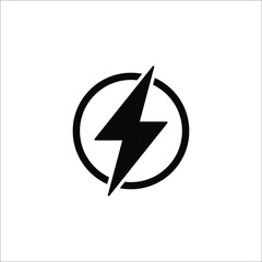 Lightning, electric power vector logo design element. Energy and thunder electricity symbol concept. Lightning bolt sign in the circle on white background.