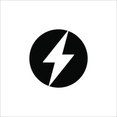 Lightning, electric power vector logo design element. Energy and thunder electricity symbol concept. Lightning bolt sign in the circle on white background.