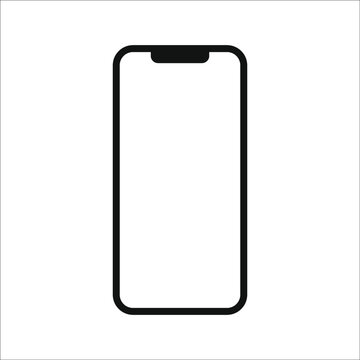 phone vector icon with blank white screen isolated on white background. color editable