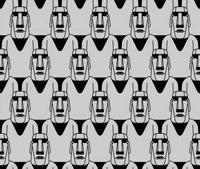 Moai pattern seamless. Easter Island idol background. ancient statues. vector texture