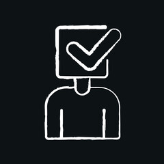 Right people choice chalk icon. Voting, poll. Customizable illustration. Vector isolated outline drawing.