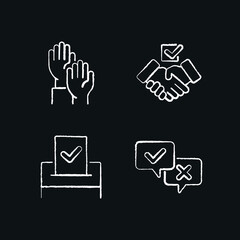 Electronic voting chalk icon. Poll. Customizable illustration. Vector isolated outline drawing.