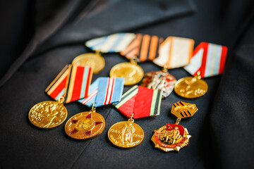 Anniversary medals of a victory in the Great Patriotic War on a coat