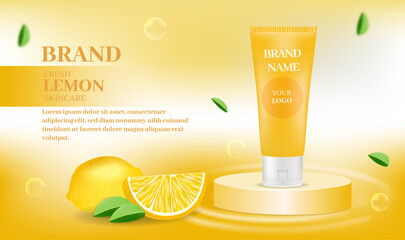 Fresh skin care cosmetic product with lemon