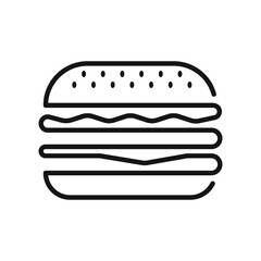 Hamburger fast food icon symbol, Thin line flat design on white background, Vector illustration