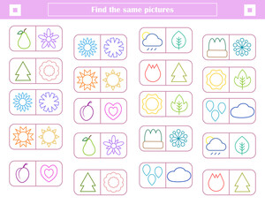  logic game for children. find and connect identical shapes