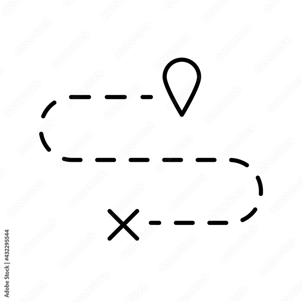 Poster route map thin line icon