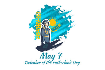 May 7, Defender of the Fatherland Day. Public holidays in Kazakhstan vector illustration. Suitable for greeting card, poster and banner.