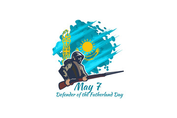 May 7, Defender of the Fatherland Day. Public holidays in Kazakhstan vector illustration. Suitable for greeting card, poster and banner.