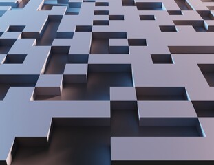 Abstract background with a random cube blocks. 3D rendering.