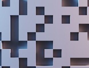Abstract background with a random cube blocks. 3D rendering.
