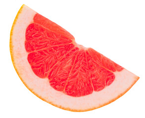 Grapefruit piece isolated  on white background, top view. Grapefruit slice close- up.