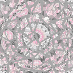 Vector seamless mosaic art pattern. Art background.