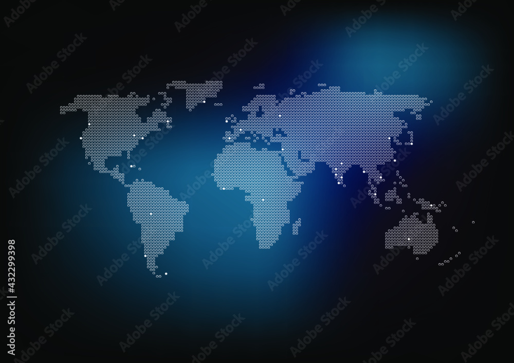 Aufkleber Digital world map model in octagon pattern for computer display or digital media.