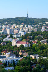 Fototapeta na wymiar Bratislava, Slovakia. 2020-09-21. The landscape of Bratislava as seen from the Slavín monument. 