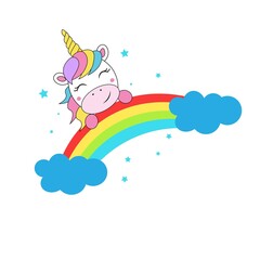 Obraz premium cute colorful unicorn vector illustration 