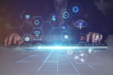 Ai technology Digital management concept. Digital transformation change , internet of things. data...