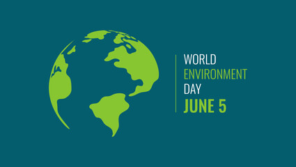 World Environment Day Banner. Eco Concept. Green Planet Earth With Text. Vector illustration