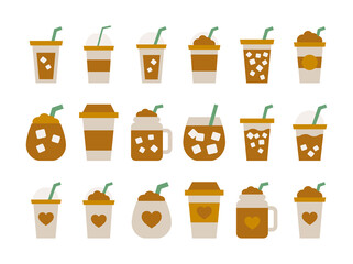 Iced coffee cup icon. Flat design coffee mug.