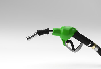 3D Render fuel pump nozzle isolated on Color Background.