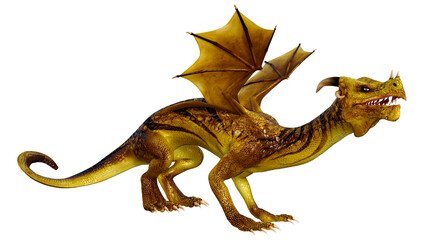 3D Rendering Fairy Tale Dragon on White