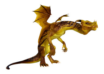 3D Rendering Fairy Tale Dragon on White