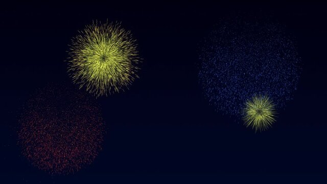 夜空に打ち上げられる花火のアニメーション