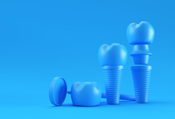 Dental Implants surgery concept 3D Rendering.
