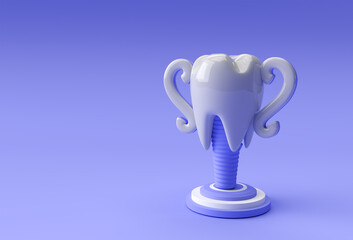 Dental Trophy model of premolar tooth 3D Rendering.