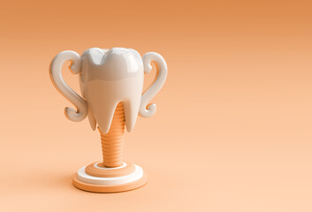Dental Trophy model of premolar tooth 3D Rendering.
