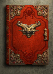Fantasy book cover with dragon ornament