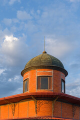 turret of the famous grocery and fish market of the city of Olhao, algarve, Portugal.