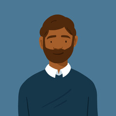 person with a smile, profile picture, black men, blue men avatar, People profiles illustrated, men social icon