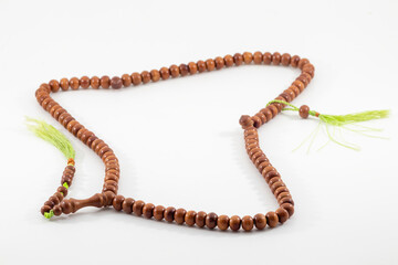 holy tasbih or islamic prayer beads isolated on white background