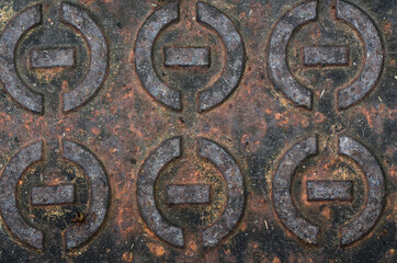 Up close images of public amenities / Abstract Closeup Details and Patterns of Manhole Covers / Daily wear and tear of public utilities, revealing worn surfaces and grunge