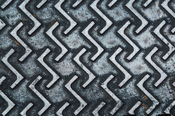 Up close images of public amenities / Abstract Closeup Details and Patterns of Manhole Covers / Daily wear and tear of public utilities, revealing worn surfaces and grunge