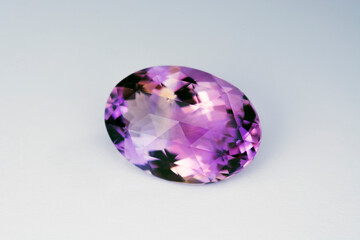 Natural mined bicolor: purple and yellow, Bolivian ametrine oval checker cut shape faceted gemstone...