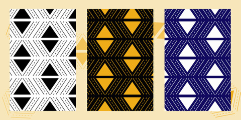 Fototapeta premium Set of abstract geometric patterns. Seamless vector background.