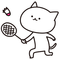 加工ok　ねこ素材No.27 バドミントン