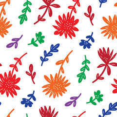 Seamless pattern  with flowers in doodle style
