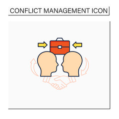 Collaborating color icon.Showing respect. Dispute resolution. Friendly atmosphere. Communication concept. Isolated vector illustration