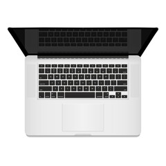 Fototapeta na wymiar Top view of modern laptop computer with touchpad. Isolate on white background. Realistic Space Gray Laptop Computer. Vector EPS 10