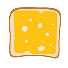 Toast with cheese. Cheese Sandwich. Lunch, dinner, breakfast snacks, quick snack. Vector illustration isolated on white background. Flat design style for menu, cafe, restaurant, poster, sticker.