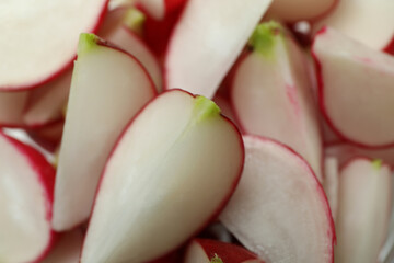 Fresh red radish on whole background, close up