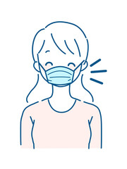マスクをつけている女性のイラスト